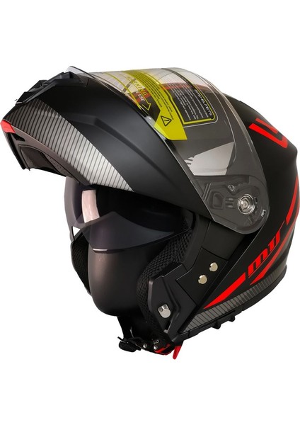 -966-V2 Çene Açılır Kask (VX20 Red)