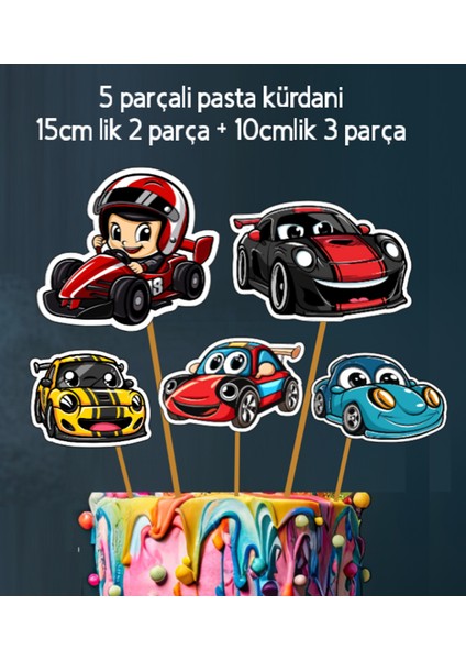 32PARÇA Spor Yarış Araba Temalı Dev Doğum Günü Süsü Banner Pasta Kürdanı Cupcake Süsü Seti