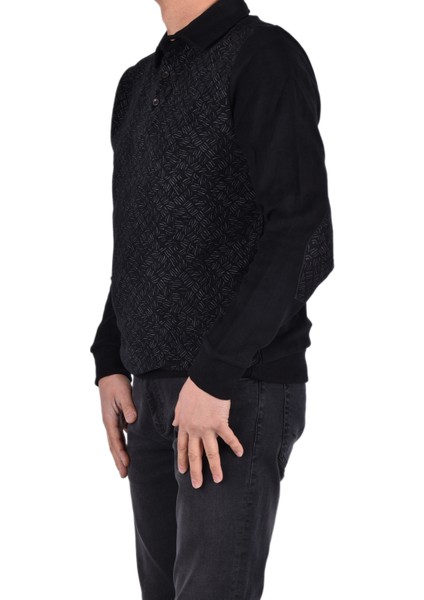 BRG-95010 Polo Yaka Desenli Sweat/siyah/l indirimleri