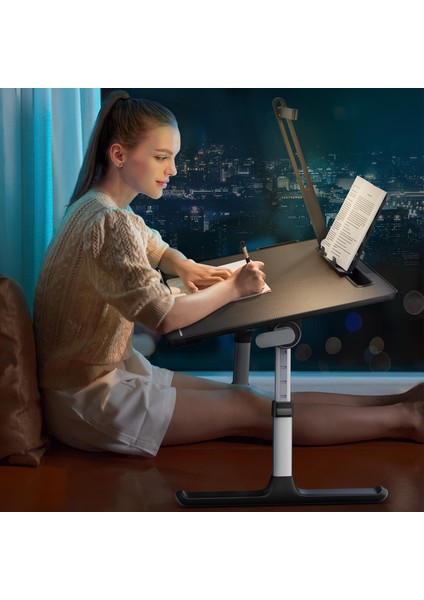 Saiji K8 Ultimate Çok Fonksiyonlu Ayarlı LED Işıklı Çalışma Masası Siyah
