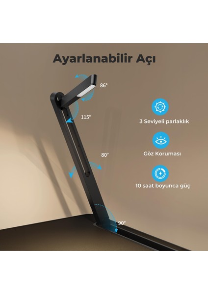 Saiji K8 Ultimate Çok Fonksiyonlu Ayarlı LED Işıklı Çalışma Masası Siyah