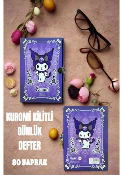 Kuromi Kilitli Defter 80 Yaprak Mavi- 14 x 20