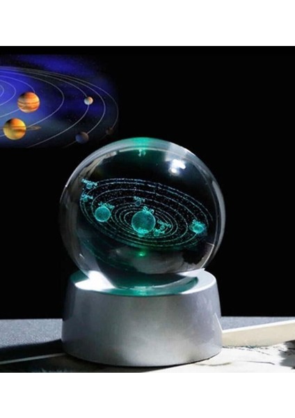Dekoratif Mini Gece Lambası Samanyolu Ay Gezegen Işıklı Cam Küre, Işıklı Kristal Top 6 cm Çapında fiyatları