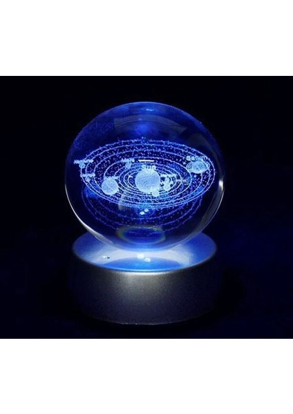 Dekoratif Mini Gece Lambası Samanyolu Ay Gezegen Işıklı Cam Küre, Işıklı Kristal Top 6 cm Çapında modelleri