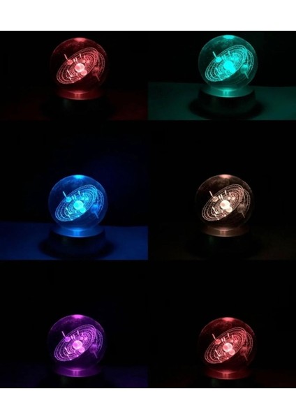 Dekoratif Mini Gece Lambası Samanyolu Ay Gezegen Işıklı Cam Küre, Işıklı Kristal Top 6 cm Çapında fırsatları
