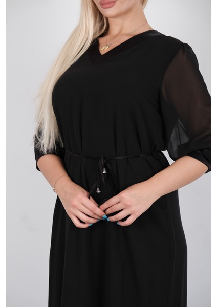 Bağcıkdetaylı Şifon Elbise