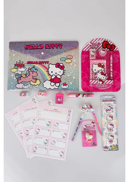 Hello Kitty Dekomus Ile Yeni Sezon Lisanslı Hello Kıtty 20 Parça Kırtasiye Seti 3D Silginot Defteri,silgi Tepeli Geçmeli Kurşun Kalem,uçlu Kalem,kalemtraş ve Roket Silgi Seti