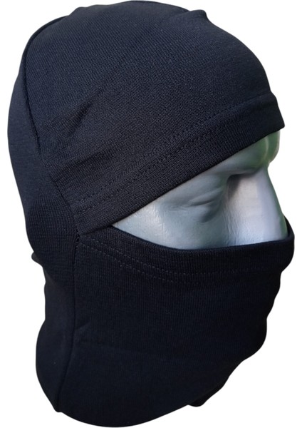 Maske bere termal penye yumuşak esnek düz siyah standart beden unisex MAT1-2