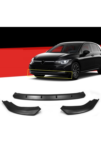 Vw Golf 8 Abs Plastik Ön Tampon Alt Lip 3 Prç. 2020-2024 A+Kalite