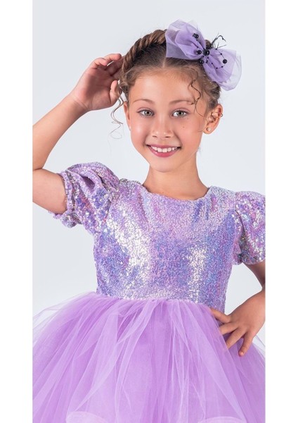 Tütü Gren Etekli Kız Çocuk Pul Payetli Kısa Kol Kikidi Elbise MNK0601 modelleri