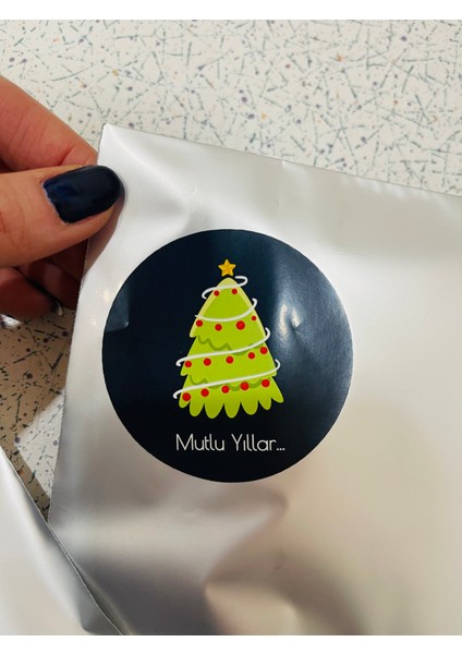 Yılbaşı Için Özel Tasarım Yapışkanlı Etiket / Sevimli Etiketler / Her Desenden 2 Adet Gelecektir