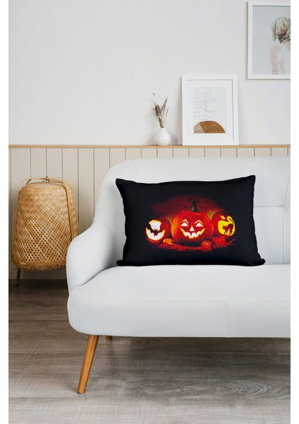 Bal Kabağı Helloween Desen Baskılı Tv Battaniyeli Opsiyonel Dekoratif Yastık Battaniye 2in1