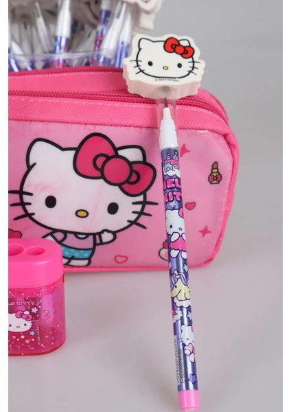 Hello Kitty Dekomus Ile Yeni Sezon Lisanslı Hello Kıtty Kırtasiye Seti Kalem Çantası,uçlu Kalem,kalemtraş,silgi Tepeli Geçmeli Kurşun Kalem ve Roket Silgi Seti