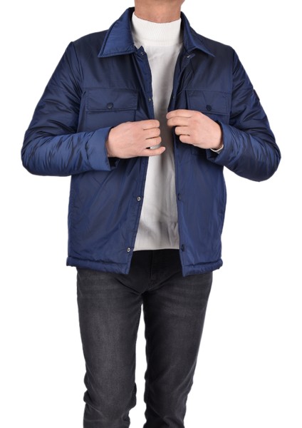 BRG-80156 Mevsimlik Cepli Mont/lacivert/3xl