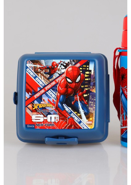 Dekomus Ile Yeni Sezon Lisanslı Spıderman 500 ml Çelik Matara ve 2 Katlı Beslenme Kutusu / Lunch Box Seti