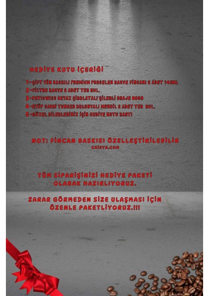 Yılbaşı 2’li Fincan Seti & Beyaz Çikolatalı Çilek Draje & Filtre Kahve Seti Gift Box-4