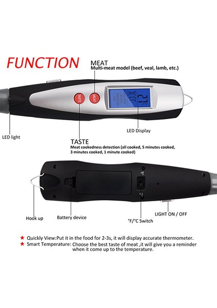 LDT-222 Stili Dijital Mutfak Çatalı Anında Okuma Çatalı Dijital Pişirme Çatalı Bbq Çatal Termometre Et Termometresi Çatal Bbq Çatalı Et Termometresi Çatalı (Yurt Dışından)