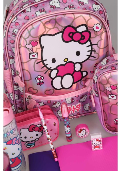 Hello Kitty Yeni Sezon Lisanslı Hello Kıtty Anaokul,beslenme ve Kalem Çantası Ile Beslenme Kabı,matara Kırtasiye Okul Seti