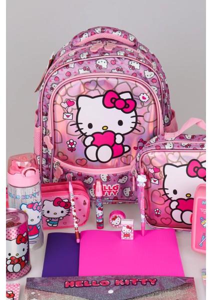 Hello Kitty Yeni Sezon Lisanslı Hello Kıtty Ilkokul,beslenme ve Kalem Çantası Ile Beslenme Kabı,matara Kırtasiye Okul Seti