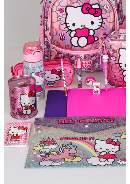 Hello Kitty Yeni Sezon Lisanslı Hello Kıtty Ilkokul,beslenme ve Kalem Çantası Ile Beslenme Kabı,matara Kırtasiye Okul Seti