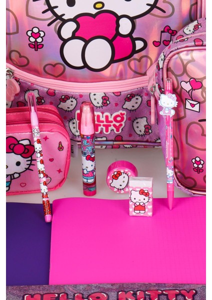 Hello Kitty Yeni Sezon Lisanslı Hello Kıtty Ilkokul,beslenme ve Kalem Çantası Ile Beslenme Kabı,matara Kırtasiye Okul Seti