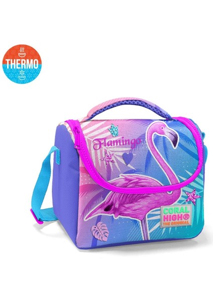 Lavanta Pembe Flamingo Desenli Desenli 3’lü Okul Çanta Seti