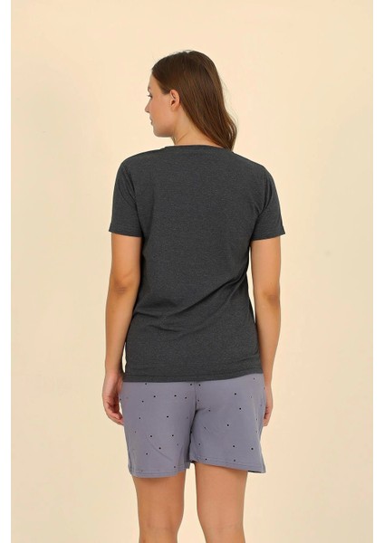 Kadın Şortlu Kısa Kol Penye Pijama Takımı Füme 3622 indirimleri