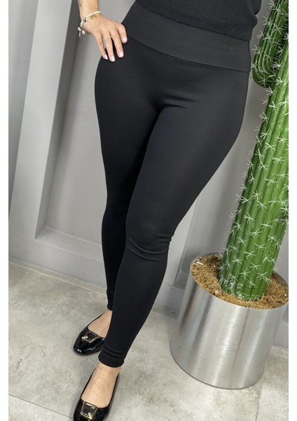 Büyük Beden Yüksek Bel Toparlayıcı Interlok Çelik Örme Siyah Kadın Tayt ( Rahat, Şık, Lux, High Waist Leggings)