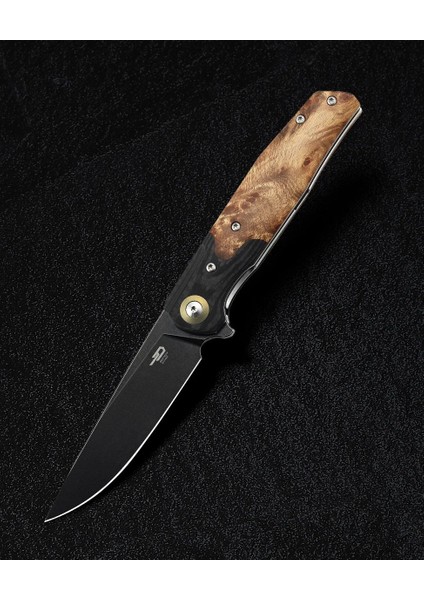Ascot BG19E Karbon Fiber ve G10+ Lightburl Ahşap Saplı Ara Katman 3,82'' 14C28N Çakı