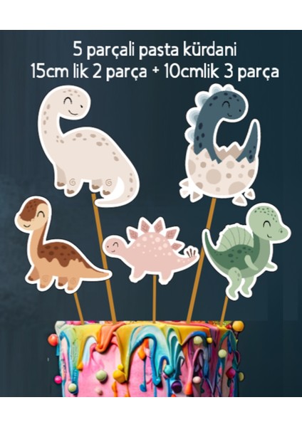 32 Parça Dinozor Temalı Dev Set Çocuk Kutlama Doğum Günü Süsü Banner Pasta Kürdanı Cupcake