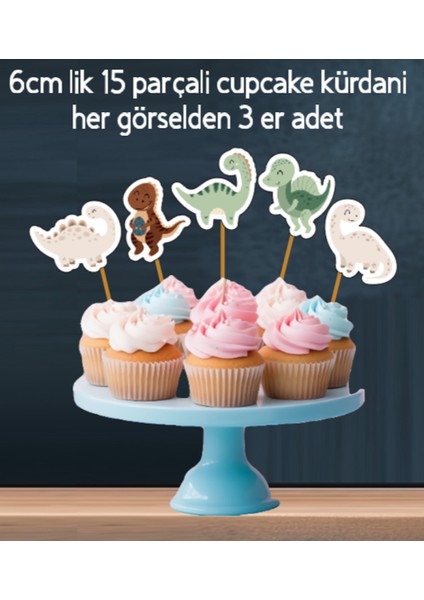 32 Parça Dinozor Temalı Dev Set Çocuk Kutlama Doğum Günü Süsü Banner Pasta Kürdanı Cupcake