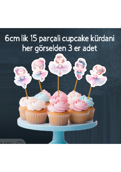 32 Parça Sevimli Balerin Dev Set Doğum Günü Süsü Banner Pasta Kürdanı Cupcake Süsü