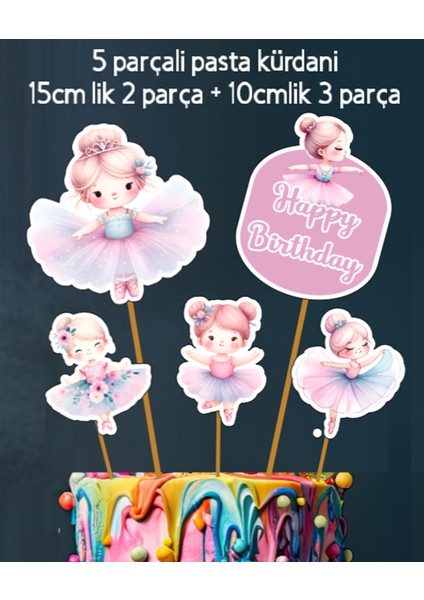 32 Parça Sevimli Balerin Dev Set Doğum Günü Süsü Banner Pasta Kürdanı Cupcake Süsü