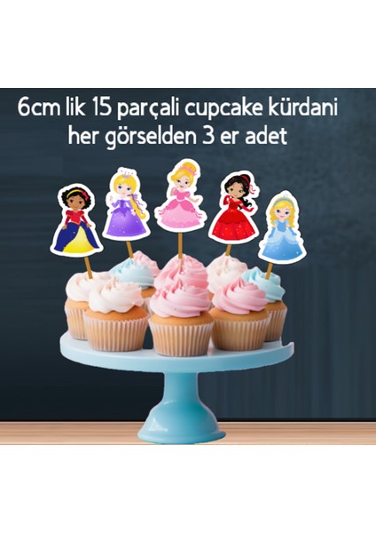 32PARÇA Masal Prensesleri Dev Doğum Günü Süsü Banner Pasta Kürdanı Cupcake Süsü Seti