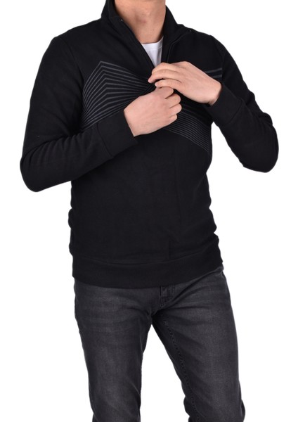 BRG-95001 Yarım Fermuarlı Kazak/siyah/s fiyatları