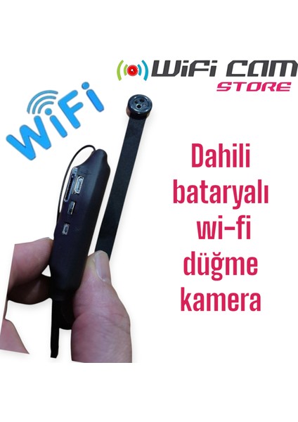 Dahili Bataryalı Wifi Düğme Kamera Canlı İzleme ve Sd Karta Kayıt