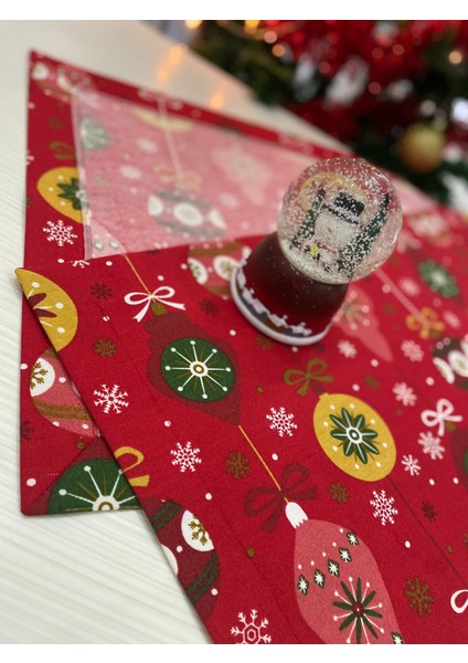 Yılbaşı Runner Kırmızı Yeşil Bej