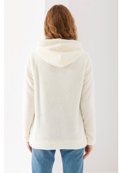 Kadın Vizon Uzun Kollu Kopüşonlu Astarsız Peluş Ceket indirimleri