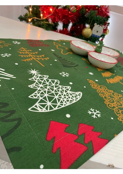 Yılbaşı Runner Kırmızı Yeşil Bej