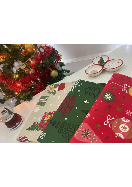 Yılbaşı Runner Kırmızı Yeşil Bej indirimleri