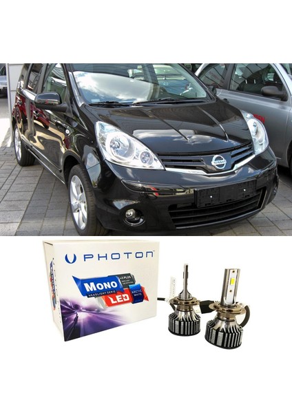 Nissan Note LED Xenon Uzun + Kısa Far Ampulü H4 Mono Yeni Seri Beyaz 2006-2012