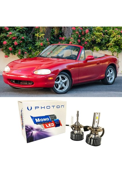 Mazda Mx5 LED Xenon Uzun + Kısa Far Ampulü H4 Mono Yeni Seri Beyaz