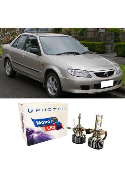 Mazda 323 LED Xenon Uzun + Kısa Far Ampulü H4 Mono Yeni Seri Beyaz