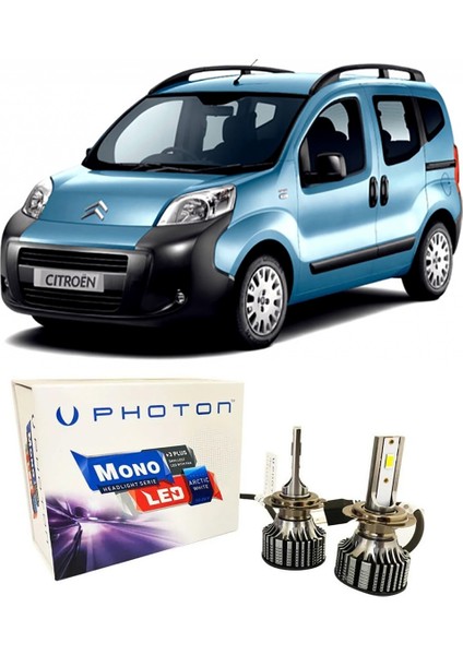 Citroen Nemo LED Xenon Uzun + Kısa Far Ampulü H4 Mono Yeni Seri Beyaz 2007+