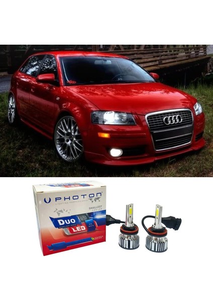 Audi A3 LED Xenon Kısa Far Ampulü H1 Duo Yeni Seri Beyaz 2001-2003
