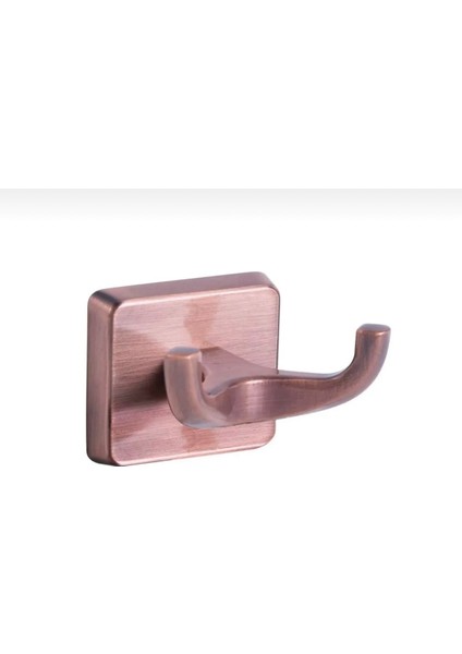 Mat Bakır Banyo Bornozluk İkili Askılık Bronz Banyo Askılık