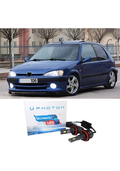 Peugeot 106 LED Xenon Uzun + Kısa Far Ampulü H4 Ultimate 9500 Lumens Yeni Seri Beyaz