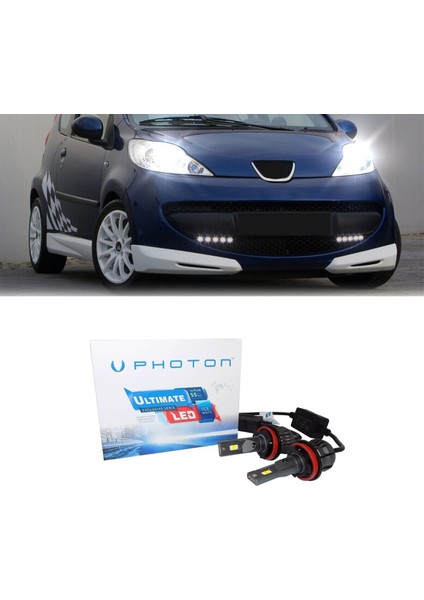Peugeot 107 LED Xenon Uzun + Kısa Far Ampulü H4 Ultimate 9500 Lumens Yeni Seri Beyaz