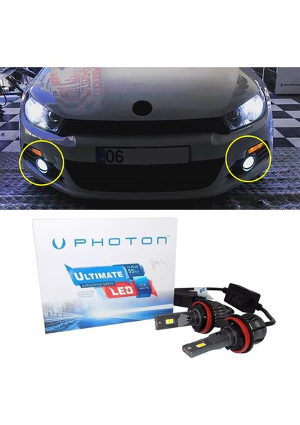Vw Scirocco Mk3 LED Xenon Sis Farı Ampulü Hb4 9006 Ultimate 9500 Lumens Yeni Seri Beyaz