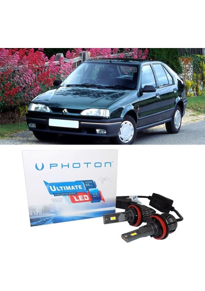 Renault 19 LED Xenon Uzun + Kısa Far Ampulü H4 Ultimate 9500 Lumens Yeni Seri Beyaz